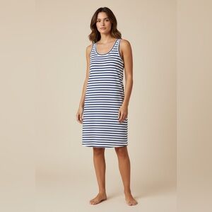 J Crew Women’s Size S Sleeveless Scoop Neck Blue White Stripe Mini Tank  Dress